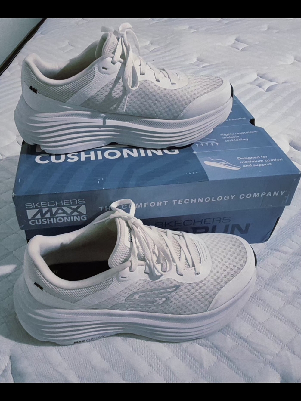 Skechers White Go Run Maxx Cushioning Lace-Up Sneakers
